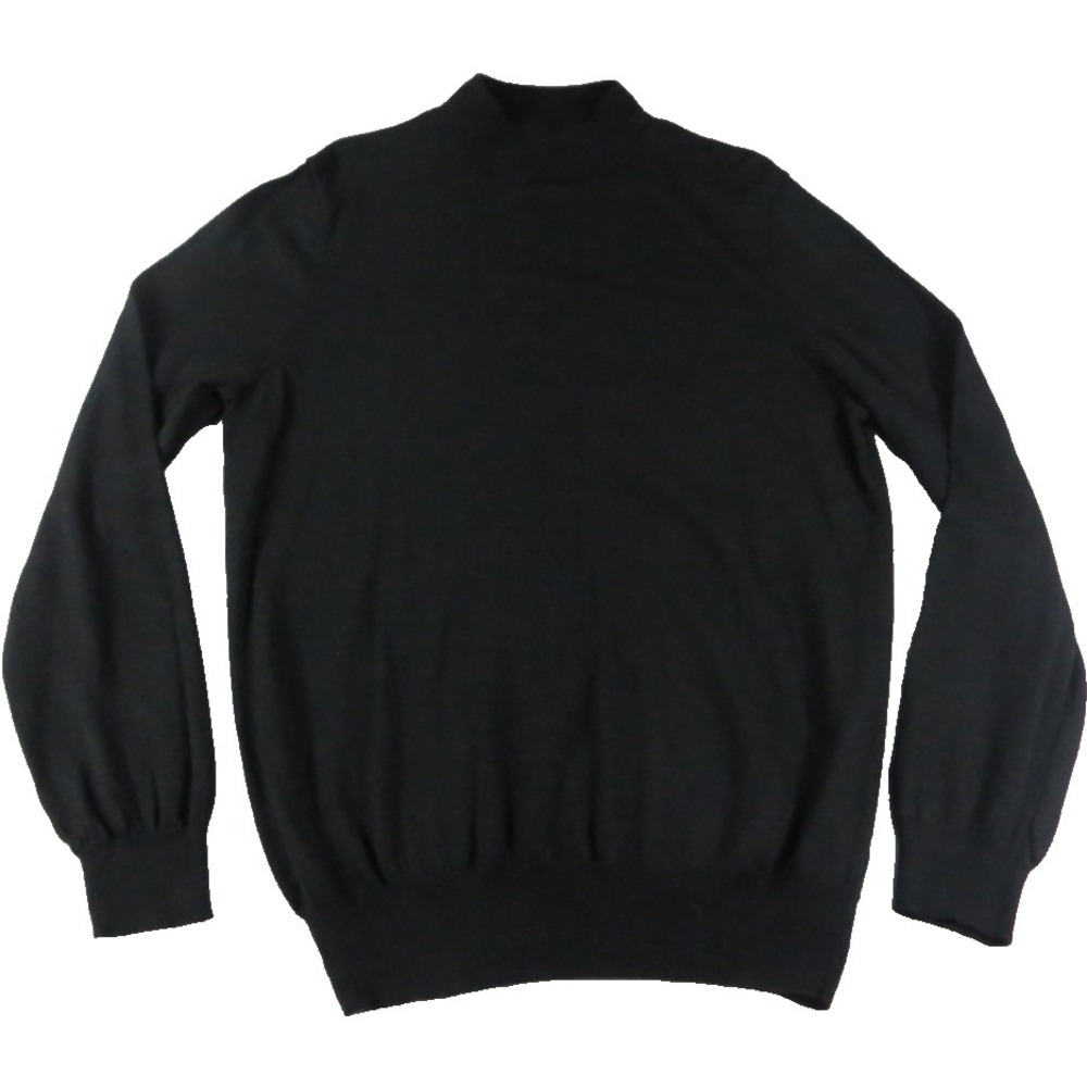 Joseph Abboud Sweater Men XL Black Solid Merino Wool Raglan Sleeve Mock Neck EUC